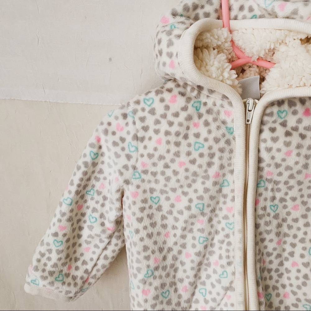 Kitty Cat Warm Hoodie with Heart Design SZ 12 Months